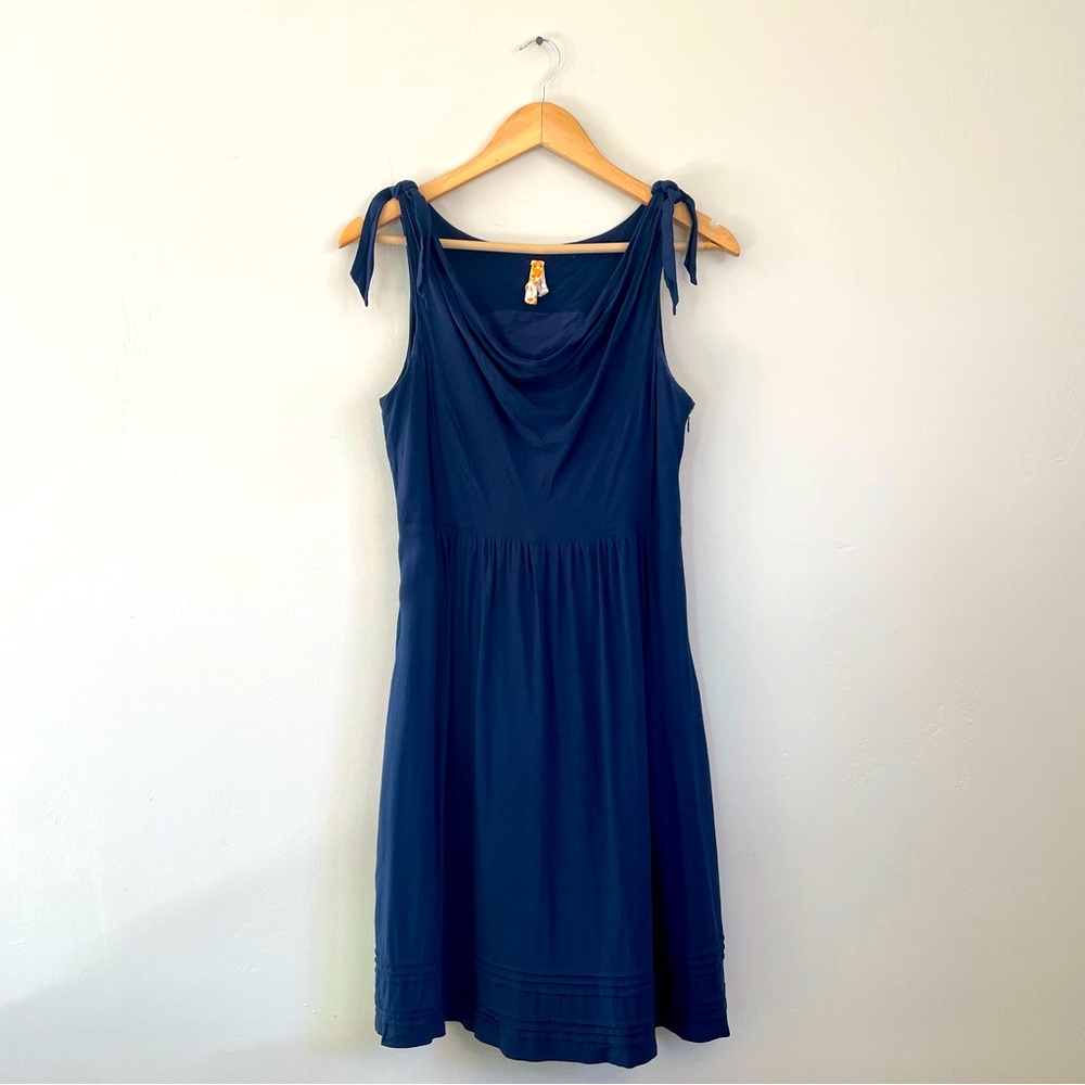 Maeve Blue Sleeveless Dress Cowl Neck Empire Waist